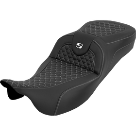 Saddlemen Extended Reach Roadsofa Seat Dragon Scale W/O Backrest White Stitch FLH/FLT '08-'25