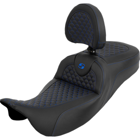 Saddlemen Extended Reach Roadsofa Seat Dragon Scale Blue Stitch with Backrest Touring '08-'25