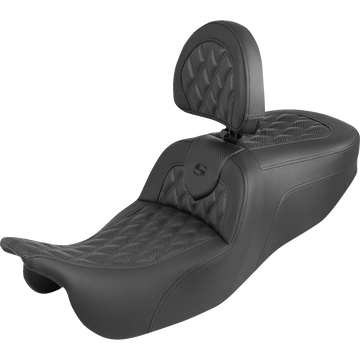 Saddlemen Roadsofa Carbon Fiber Seat Lattice Stitch with Backrest FLRT/FLTRT '15-'25