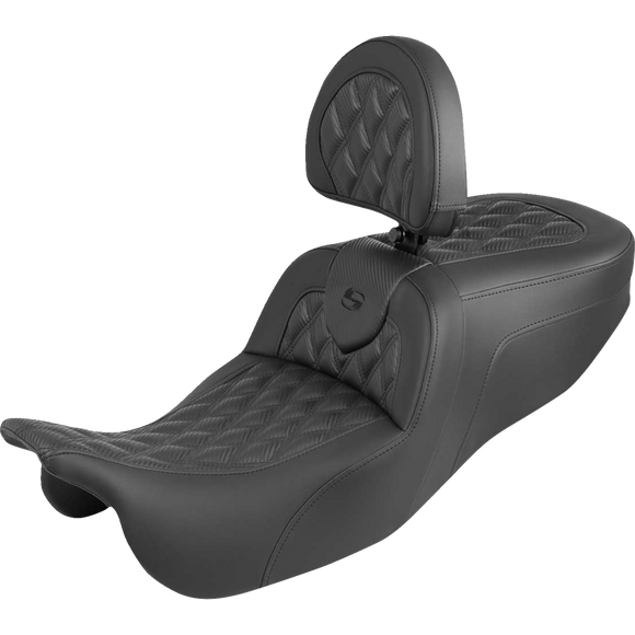 Saddlemen Roadsofa Carbon Fiber Seat Lattice Stitch with Backrest FLRT/FLTRT '15-'25