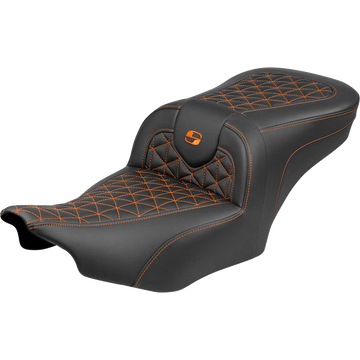 Saddlemen Roadsofa Seat Without Backrest Orange Stitch FLH/FLT '23-'25