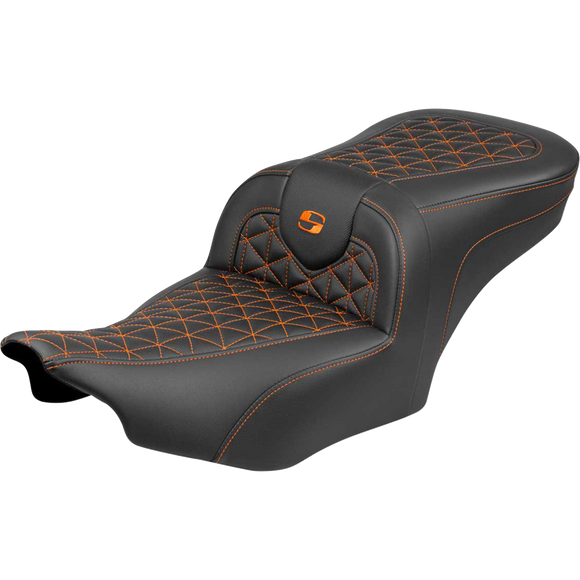 Saddlemen Roadsofa Seat Without Backrest Orange Stitch FLH/FLT '23-'25