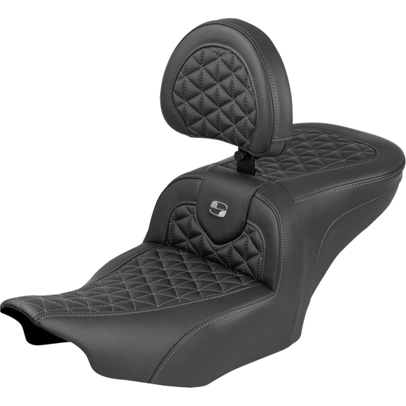 Saddlemen Roadsofa Seat with Backrest Gray Stitch FLH/FLT '23-'25