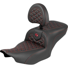 Saddlemen Roadsofa Seat with Backrest Red Stitch FLH/FLT '23-'25