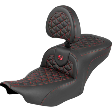 Saddlemen Roadsofa Seat with Backrest Red Stitch FLH/FLT '23-'25