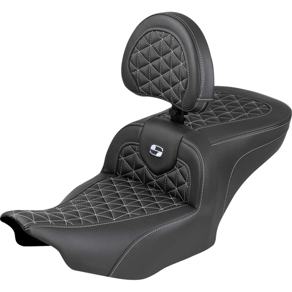 Saddlemen Roadsofa Seat with Backrest Silver Stitch FLH/FLT '23-'25