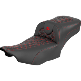 Saddlemen Roadsofa Extended Reach Seat Without Backrest Red Stitch FLH/FLT '23-'25