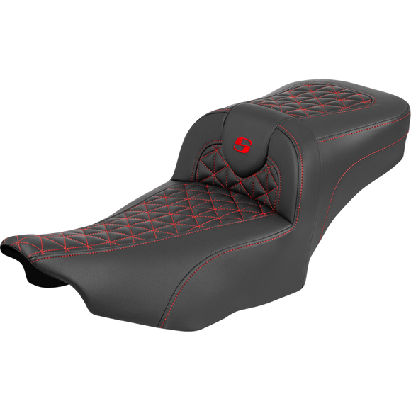 Saddlemen Roadsofa Extended Reach Seat Without Backrest Red Stitch FLH/FLT '23-'25