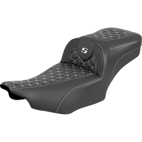 Saddlemen Roadsofa Extended Reach Seat Without Backrest White Stitch FLH/FLT '23-'25