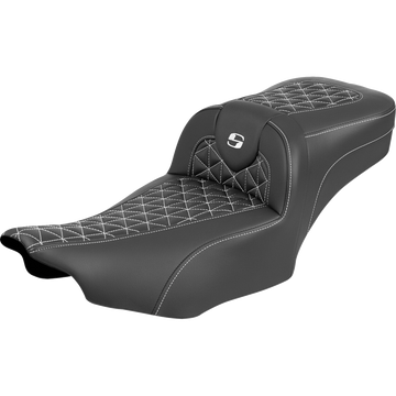 Saddlemen Roadsofa Extended Reach Seat Without Backrest White Stitch FLH/FLT '23-'25