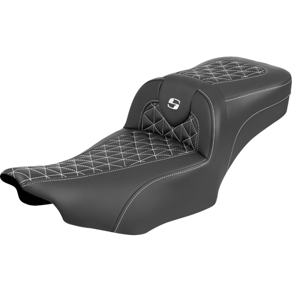 Saddlemen Roadsofa Extended Reach Seat Without Backrest White Stitch FLH/FLT '23-'25