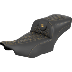 Saddlemen Roadsofa Extended Reach Seat Without Backrest Gold Stitch FLH/FLT '23-'25