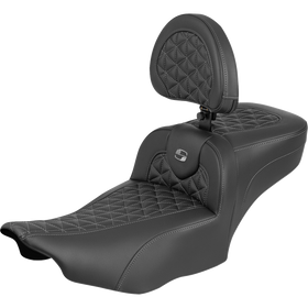 Saddlemen Roadsofa Extended Reach Seat with Backrest Gray Stitch FLH/FLT '23-'25