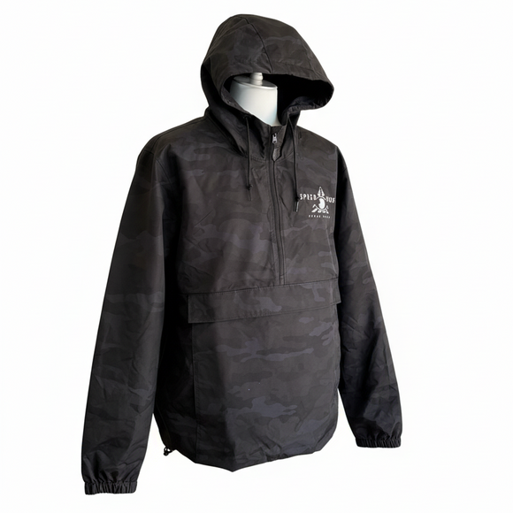Black Camo Waterproof Windbreaker for Motorcycle Riders by Speed Kings Cycle