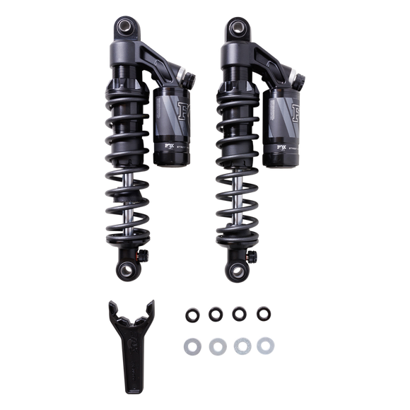 FOX RC-1 Piggyback shocks for Harley Sportster, pair with mounting hardware and spanner wrench