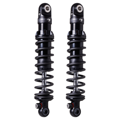 Pair of FOX IFP-R V-Twin rear shocks for Harley FXR, matte black, 12-position adjustable rebound