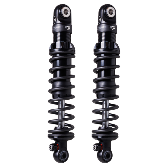 Pair of FOX IFP-R V-Twin rear shocks for Harley FXR, matte black, 12-position adjustable rebound