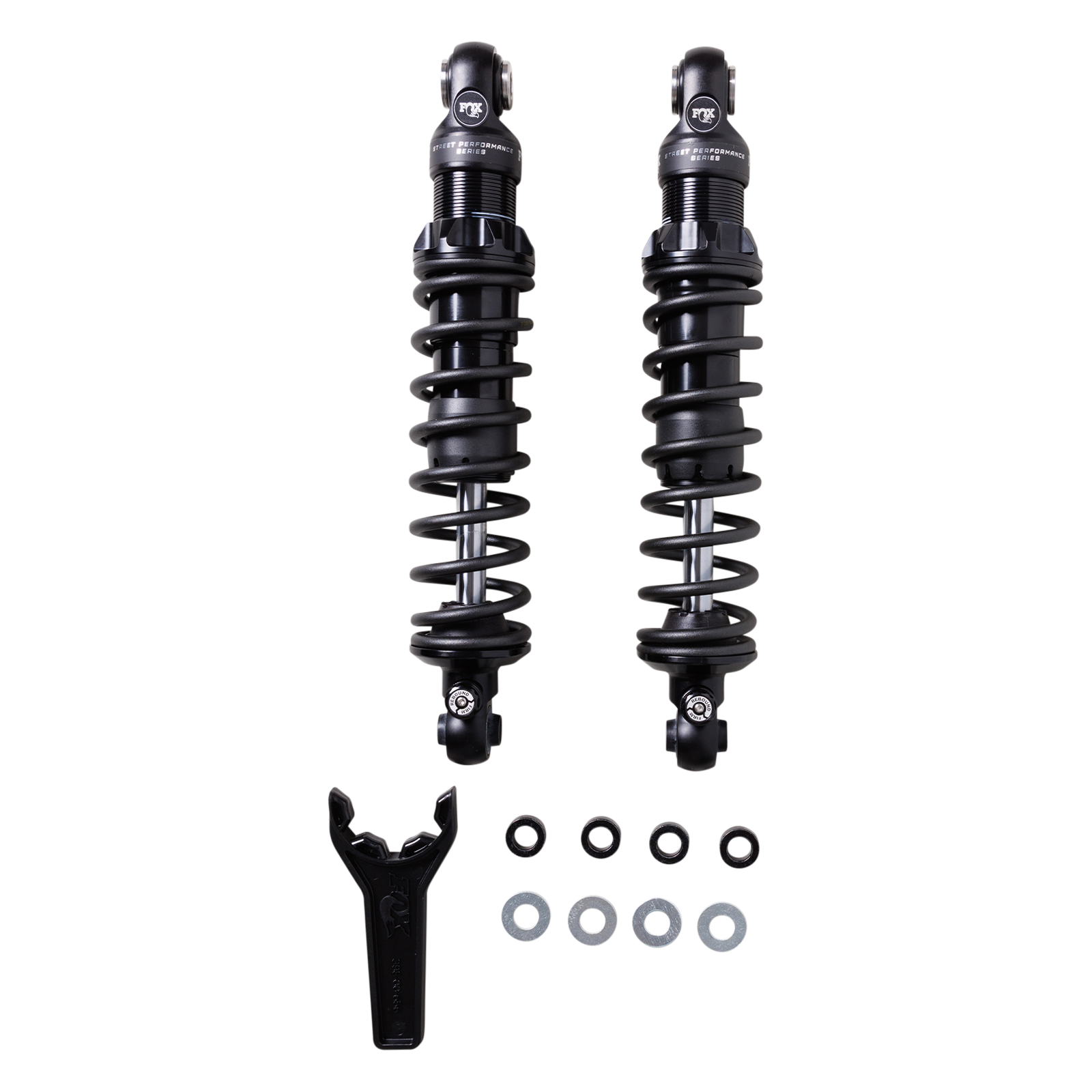 FOX IFP-R rear shocks with rebound for Harley FXR, black pair with mounting hardware