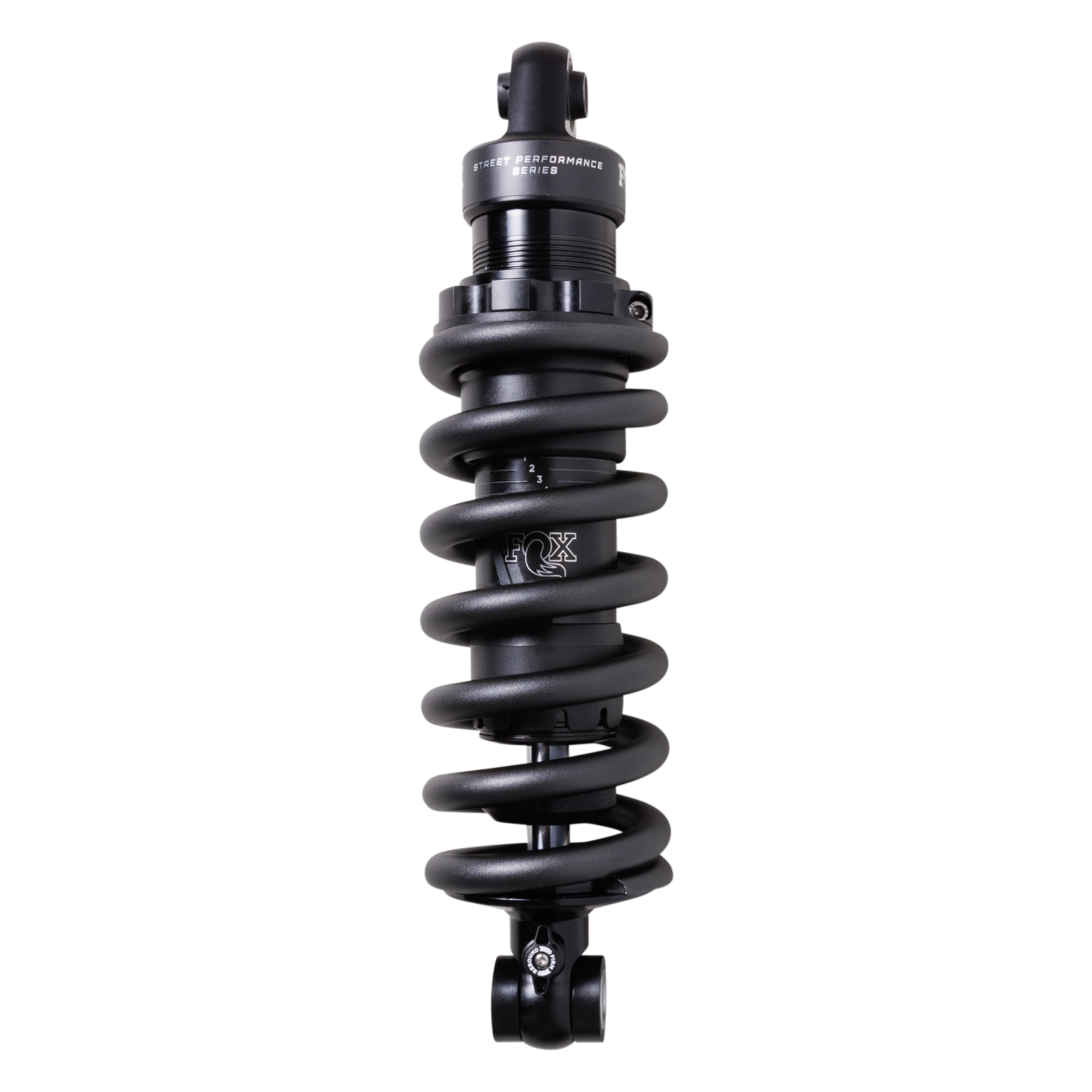 FOX IFP-QSR rear shock for Harley Softail MY20+ — matte black Street Performance coil-over with 3-position QSR rebound
