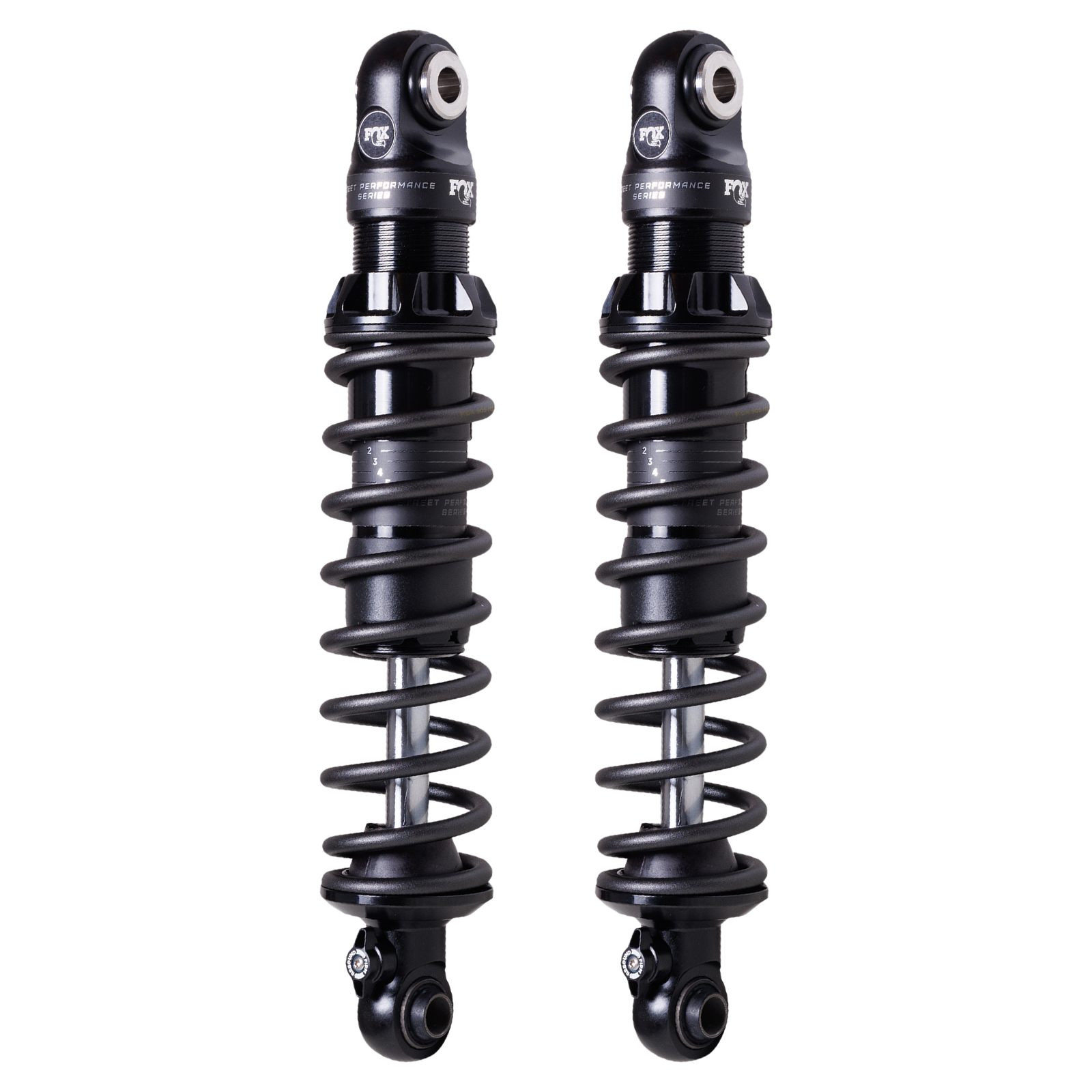 FOX IFP-QSR rear shocks for Harley Dyna — Street Performance pair, matte black, adjustable