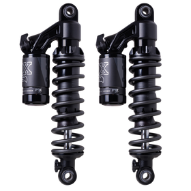 FOX QS3-QSR piggyback rear shocks for Harley Dyna, matte black pair