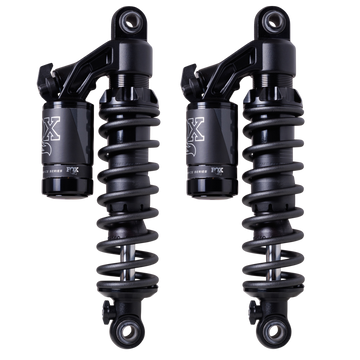 FOX QS3-QSR piggyback rear shocks for Harley Dyna, matte black pair