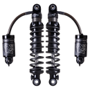 Pair of FOX QS3-QSR remote-reservoir rear shocks for Harley Touring, black, adjustable QS3/QSR