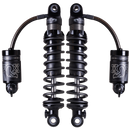 FOX QS3-QSR Remote Resi rear shocks for Harley Touring — black remote-reservoir coil-over performance pair