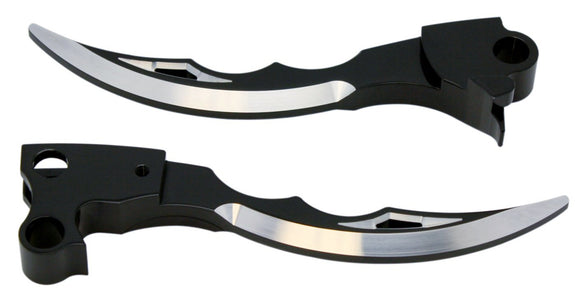 Pro-One Blade black anodized billet aluminum clutch and brake lever set for 1996–2017 Harley‑Davidson Big Twin and 1996–2003 XL