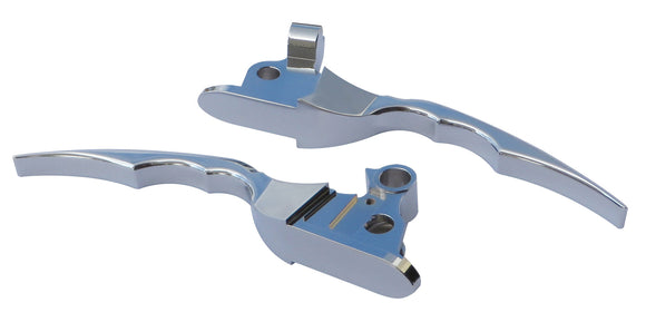 Pair of chrome billet blade levers (clutch and brake) for 2014–2016 Harley-Davidson Touring models with hydraulic clutch, CNC machined