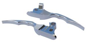 Pro-One chrome billet aluminum blade brake and clutch lever set for Harley-Davidson Touring models (cable clutch)