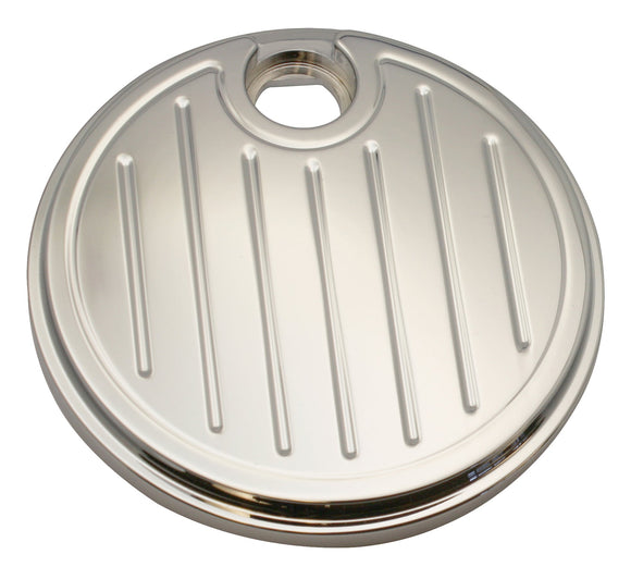 Chrome billet fuel door, ball-milled with vertical ribs, fits 1992-2007 Harley-Davidson FLH, part 908315