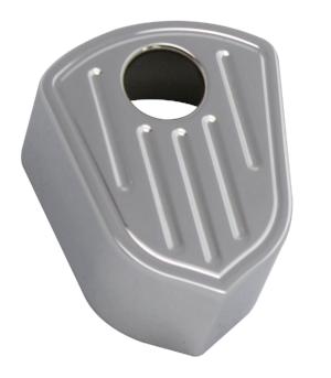 Ball-milled chrome billet ignition switch cover with ribbed design, fits 2007–2013 Harley Touring FLHT, FLTR, FLHX and FL Trike