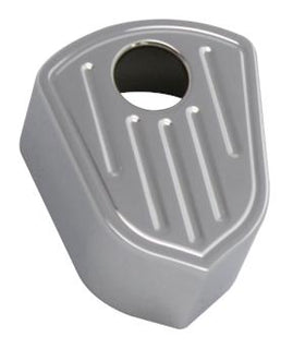 Ball-milled chrome billet ignition switch cover with ribbed design, fits 2007–2013 Harley Touring FLHT, FLTR, FLHX and FL Trike