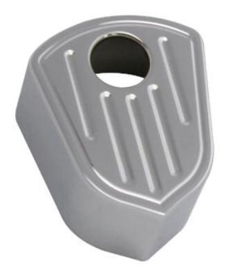 Ball-milled chrome billet ignition switch cover, CNC-machined billet aluminum, fits 1993–2006 Harley FLHT & FLTR