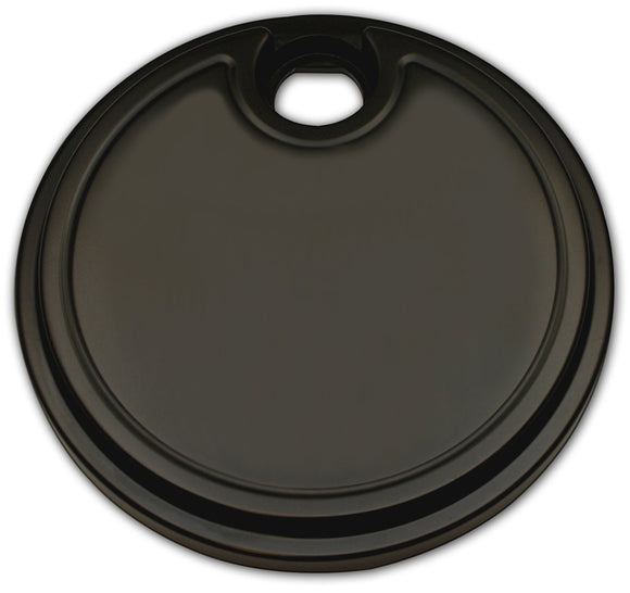 Smooth black billet aluminum fuel door, CNC‑machined and anodized, direct replacement for 2008–2020 Harley‑Davidson FL Touring models