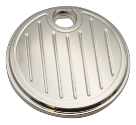 Chrome billet fuel door with key opening and ball-milled vertical ribs for 2008–2020 Harley‑Davidson FL Touring