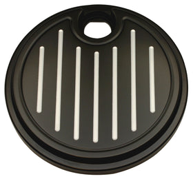 Black billet fuel door (CNC aluminum), ball-milled vertical grooves, fits Harley-Davidson FL Touring 2008-2020