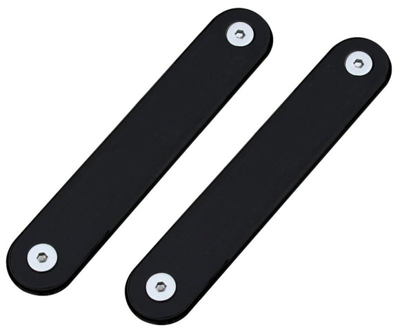 Pair of smooth black CNC billet aluminum turn signal eliminators for Harley Street Glide