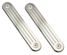 Pair of chrome billet aluminum CNC-machined, ball-milled turn signal eliminators for Harley Street Glide (FLHX/FLHT)