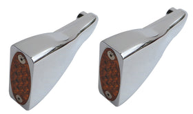 Pair of chrome billet front amber LED signal lights for 1998-2013 Harley-Davidson Road Glide (FLTR)
