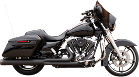 S&S Cycle Sidewinder® 2-1 Exhaust System, Black with Black Highlighted Machined End Cap for 1995-2005, 2007-2009 FL® Models