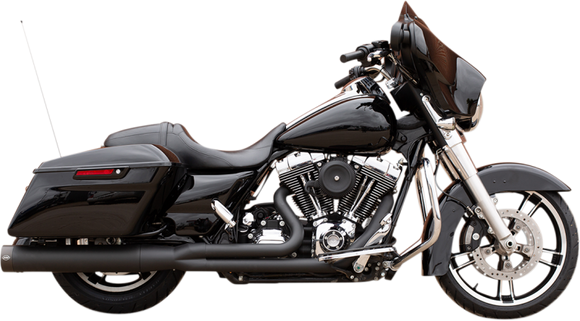 S&S Cycle Sidewinder® 2-1 Exhaust System, Black with Black Highlighted Machined End Cap for 1995-2005, 2007-2009 FL® Models