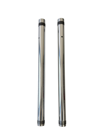 Pair of 43mm +2" hard chrome fork tubes (left 25", right 24.75") for Harley-Davidson FXLRST, part #105440