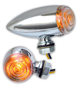 AC-1033 chrome bullet LED turn signal pair with amber lenses