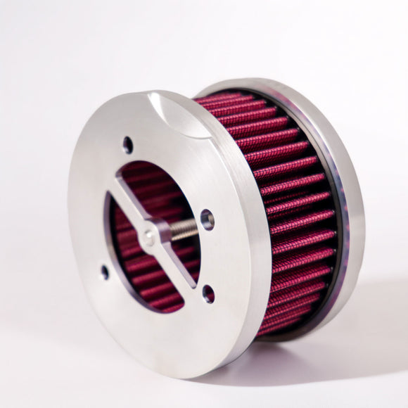 Boogie Co Billet Dead Center Intake Air Cleaner for CV Carbs side view 2