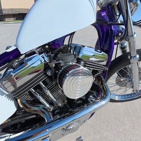 Boogie Co Air Cleaner 4" Billet Dead Center for Harley Davidson CV Carburetors on Sportster Hardtail Chopper - Polished