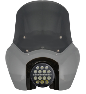 5.75-inch projector LED motorcycle headlight with smoked windscreen