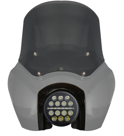 5.75-inch projector LED motorcycle headlight with smoked windscreen