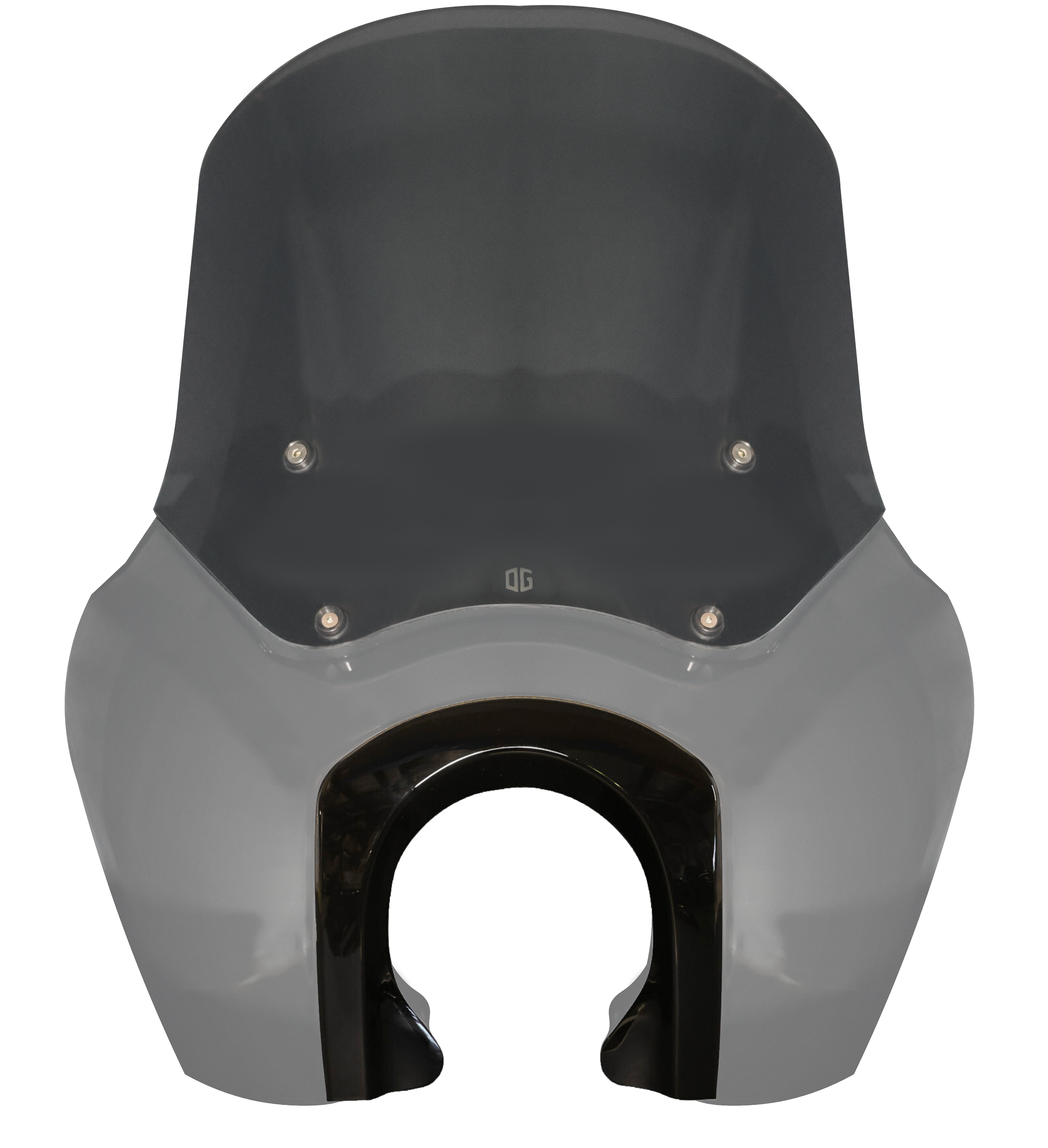 Smoked motorcycle windshield with gray front fairing